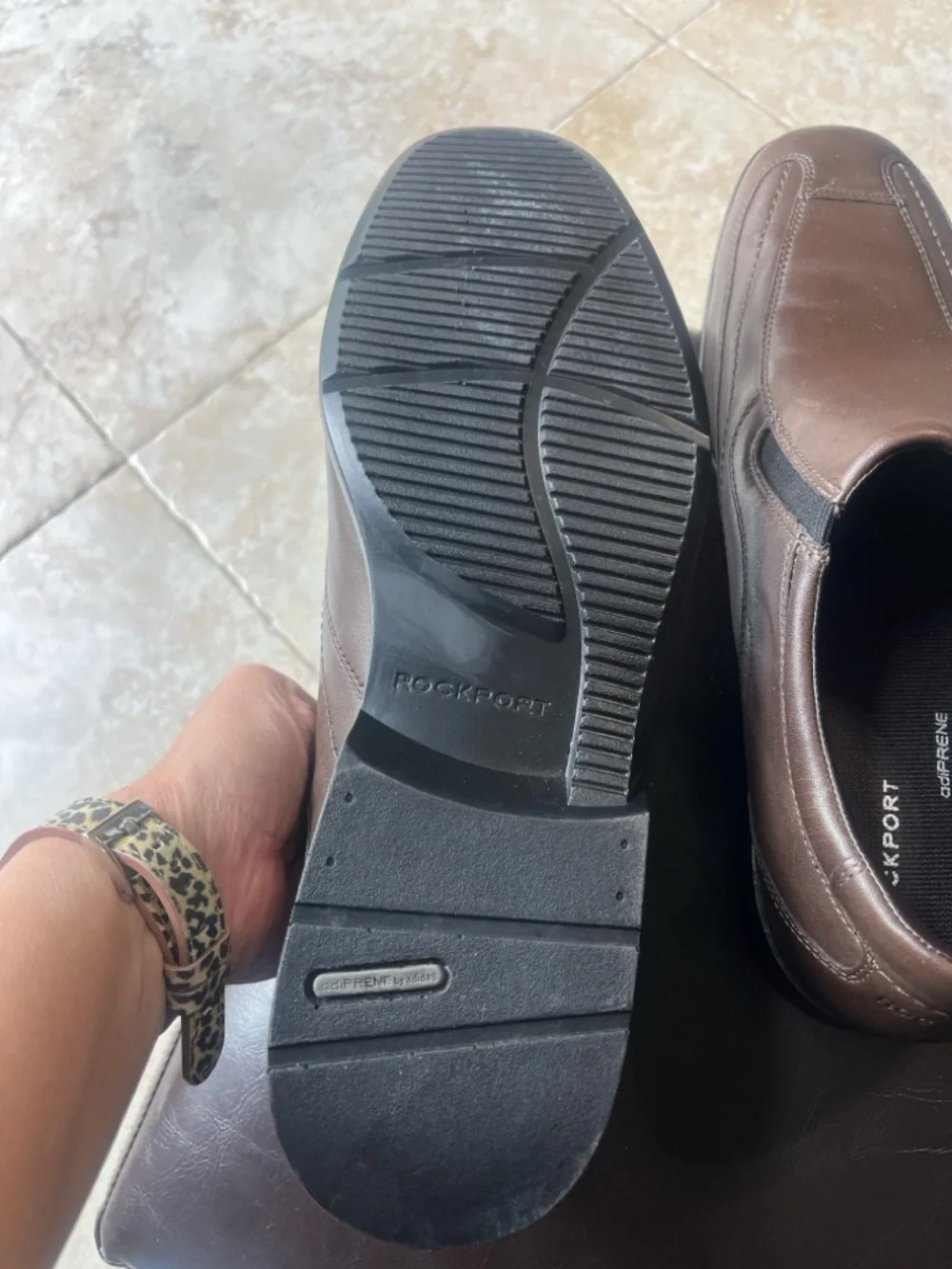 Rockport adiPRENE by adidas Brown Slip-On Leather shoes 👞 🆕 without 📦